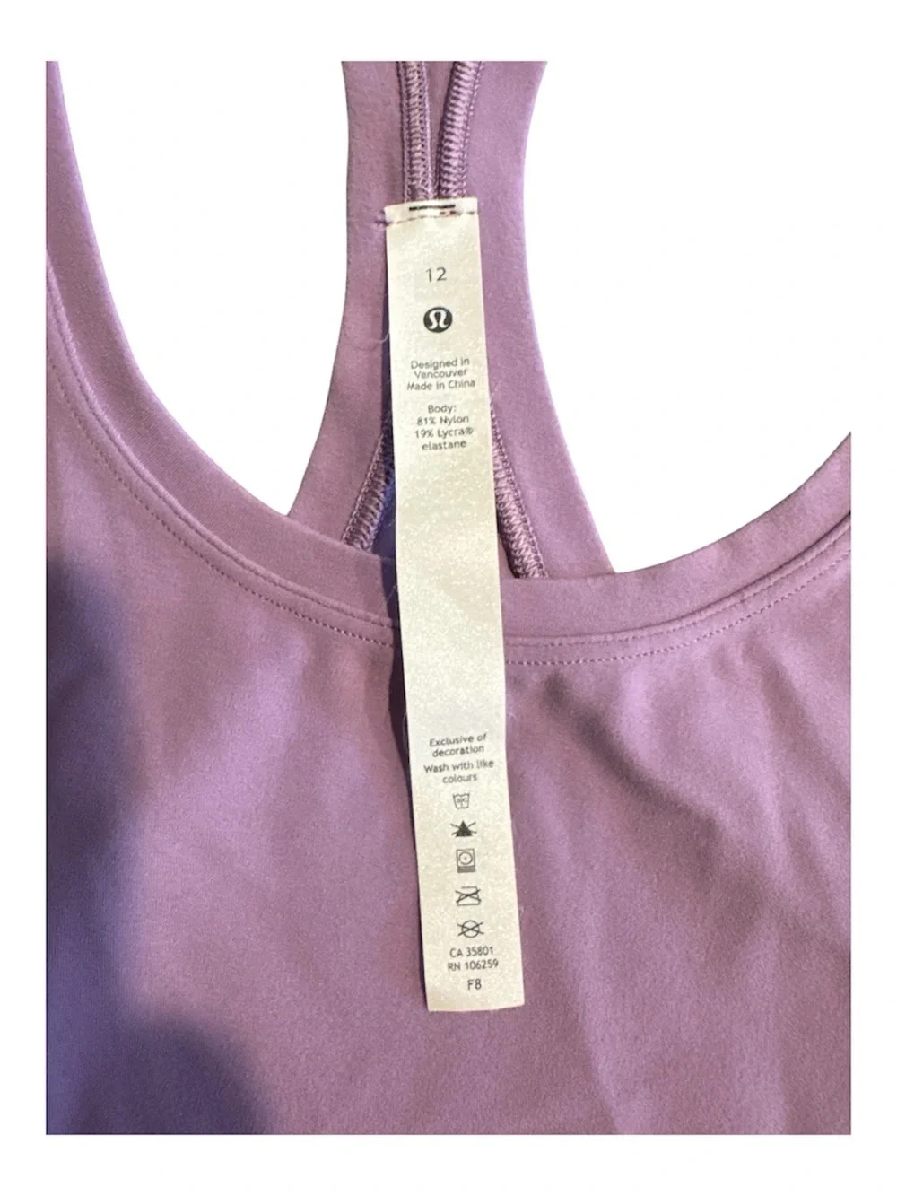 Lululemon Cool Racerback Tank Top Womens Size 12 Lavender Athletic Yoga Workout